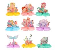 TOMETURE 9 centres de Table en nid d'abeille sur Le thème des sirènes - Décoration 3D pour Une fête d'anniversaire sous-Marine - Accessoires de Table sur Le thème de la Vie Marine pour