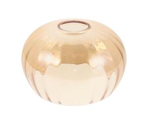 TOMETURE Abat-jour en verre ambré : diffuseur cannelé - Diffuse une lumière chaude - Globe de remplacement pour lustre, idéal pour la décoration d’un îlot de cuisine (culot E27) - Diamètre