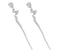 TOMETURE Baguette Cheveux Vintage en Alliage de Zinc Argenté, Accessoires pour Chignons de Cheveux pour Femmes, Solides et Élégants, Lot de 2 pour Fête Nouvel An ou Cosplay
