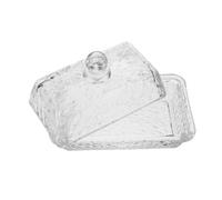 TOMETURE Beurrier rectangulaire avec couvercle, cloche en verre transparente pour gâteaux et fromages, beurrier pour plan de travail.