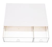 TOMETURE Boîte de Rangement à Tiroirs Empilable en ABS Blanche 2 Tiroirs Double-grille Multi-usage pour Bureau et Accessoires Faits Main