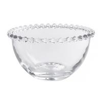 TOMETURE Bol en Verre Transparent Bordure Perlée, Bol de Service 23 Cm, Récipient Ménager pour Salade, Fruits et Apéritifs, Vaisselle Résistante aux Fissures, Usage la Cuisine et Repas