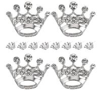 TOMETURE Broche Couronne Argentée pour Décoration Élégantes en Alliage et Pierre, Lot de 12 Pièces et Accessoires Cheveux Mariage