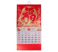 TOMETURE Calendrier de l'Année de la Chèvre : Calendrier en caractères Fu rouges - Agenda mural du Nouvel An chinois 2027 - Agenda mural de bénédiction Fu pour la décoration scolaire (6