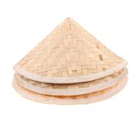 TOMETURE Chapeaux Coniques Style Oriental Khaki Respirants et Traditionnels en Bambou Lot de 3 pour Garçon et Filles pour Cosplay et Fêtes DIY