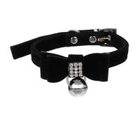TOMETURE Collier pour Chat et Chien Ajustable en Velours Noir M Nœud Décoratif et Cristaux, Accessoire Élégant Orné de Clochette, pour Usage Quotidien et Fêtes