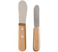 TOMETURE Couteau à Beurre Inoxydable 3 Pièces Manches Bois, Mini 7,5 Cm, Ensemble Ergonomique pour Pâtisserie et Vaisselle Cuisine, Lame Dentelée et Lisse, Tartineur Fromage et Racloir