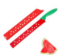 TOMETURE Couteau à Pastèque Outil de Découpe Pratique et Solide en Acier Inoxydable Trancheuse de Fruits avec Manche Rouge et Étui pour Pâtisserie Cuisine