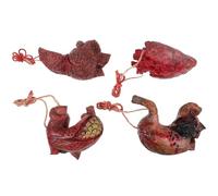 TOMETURE Décoration Halloween Réaliste 4pcs Organes Suspendus en Latex Rouge pour Cheminée et Galeries d'art Ambiance Horreur