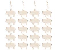 TOMETURE Découpes d'Animaux en Bois, Lot de 30 Formes de Cochons Vierges Cordelette, pour Décoration de Noël Maison et Créations Manuelles