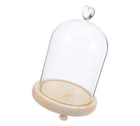 TOMETURE Dôme de Verre de Cœur avec Base en Bois, Cloche Décorative Transparente pour Protection et Exposition D'objets Précieux, pour Création de Micro-paysages
