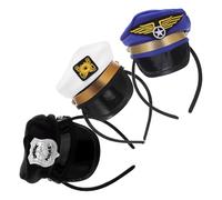 TOMETURE Ensemble de 3 Chapeaux de Capitaine pour Animal de Compagnie - Chapeau Marin Doux et Respirant en Tissu Confortable - Taille 1 2 et 6 - Accessoire Cosplay pour Chien et Chat