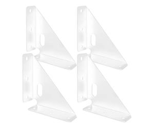 TOMETURE Équerre de renfort triangulaire (4 pièces) : 86 x 86 mm, pour table en bois, meuble de rangement ou lit. Renforcée et anti-vibrations. Couleur : blanc.