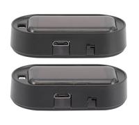 TOMETURE Lampe D'alarme Solaire pour Voiture 2pcs Clignotement Automatique et Recharge Micro USB en Plastique Noir pour Porte ou Lunette Arrière