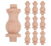 TOMETURE Lot de 10 Balustres Artisanaux en Bois Massif 4x1,8 Cm, Mini Colonnes Décoratives Style Romain pour Garde-Corps Intérieur, Décoration Maison et Loisirs Créatifs