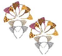 TOMETURE Lot de 12 Serrage-têtes Oreilles Chat Halloween à Imprimé Léopard en Tissu, Accessoires de Fête pour Femmes Fixation Cheveux Confortable Quotidien