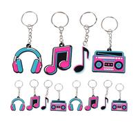 TOMETURE Lot de 12 set de Porte-Clés PVC Thème Notes de Musique Colorés et Ludiques Assortiment 4 Modèles X 3 Pièces Présents pour Fête d'Anniversaire Karaoké et Soirée Musicale Garçon