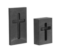 TOMETURE Lot de 2 moules à creuset en graphite en forme de croix pour la fusion et le moulage - Creuset pour le raffinage des métaux or, argent et cuivre - Moule double taille pour atelier ou