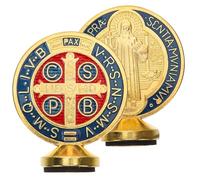 TOMETURE Lot de 2 Ornements Croix Saint Benoît en Alliage Métallique Coloré Décoration Chrétienne Unique pour Noël Maison Bureau et Église Ornements Religieux Noël Catholique Significatifs