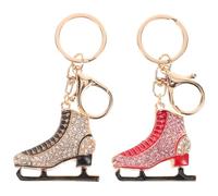 TOMETURE Lot de 2 porte-clés patins à glace : pendentifs sports de patinage avec strass - jolis porte-clés à paillettes pour les fans de patinage artistique, cadeau souvenir.