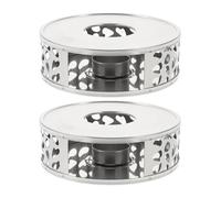 TOMETURE Lot de 2 socles Chauffe-théière - Porte-Bougie Chauffe-Plat en Acier Inoxydable - Support Chauffant pour Bougie - Plaque chauffante pour théière et Boissons - Cadre ajouré