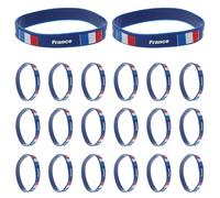 TOMETURE Lot de 20 bracelets aux couleurs du drapeau français : bracelets pour événements sportifs et football - en silicone aux couleurs du drapeau français, parfaits pour les jours de match et