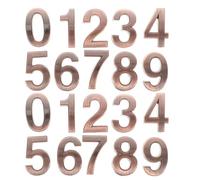TOMETURE Lot de 20 numéros de porte autocollants de 0 à 9 - Impression haute définition - Plaques en ABS pour chambres d'hôtel, appartements, portes de bureaux, boîtes aux lettres, marron
