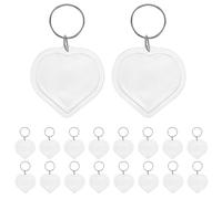 TOMETURE Lot de 20 porte-clés pendentifs en forme de cœur - Cadre photo transparent en acrylique - Petits porte-clés vierges pour la famille, les amoureux et les amis