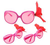 TOMETURE Lot de 3 lunettes de soleil hibiscus amusantes pour fête à la piscine ou à la plage - Accessoires photo d'été pour une fête tropicale sur une île paradisiaque