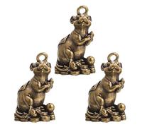 TOMETURE Lot de 3 porte-clés breloques en forme de souris en cuivre - Breloques animales antiques pour bijoux, sacs et clés, à faire soi-même, cadeaux de fête chinoise