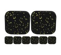 TOMETURE Lot de 8 tapis de course : 10 cm x 10 cm x 1 cm, double face, antidérapant, pour la protection du sol et l’absorption des vibrations. Coussinets en caoutchouc haute densité, jaune et noir.