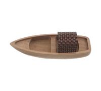 TOMETURE Maquette de canoë Flottant en Bois : Petit Bateau en Bois à Deux Compartiments et auvent - 17 x 6,6 x 2 cm - Ornement de Bateau Miniature Nautique - Canoë Non Fini pour projets de Bricolage