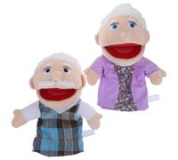TOMETURE Marionnette à Main Réaliste en Coton PP pour Garçons et Filles, Lot de 2 Pièces Grand-père et Grand-mère, Interactif pour Développer la Sensibilité des Garçon et Filles
