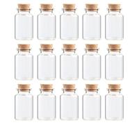 TOMETURE Mini Bouteilles en Verre Borosilicate Transparent Bouchon en Liège en Bois Lot de 20 20 ML pour Snacks et Pétales de Fleurs, pour Maison et Fête