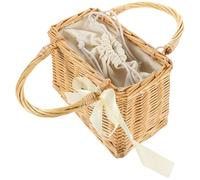 TOMETURE Panier Carré en Osier Tressé la Main 23x15x13 Cm Panier de Rangement Naturel pour Légumes et Fruits Décoratif Portable de Style Rustique pour Maison et Jardin