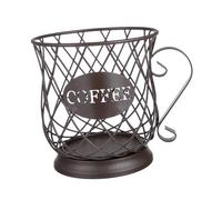 TOMETURE Panier Fonctionnel Grosse Métal en Porte-capsules de Marron Café Capacité, Support Dosette et Tasse Design Créatif pour Station Bar