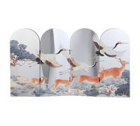 TOMETURE Paravent Design Chinois Traditionnel Élégant Pliable Portable à 4 Panneaux en Acrylique Effet Miroir pour Décoration du Nouvel an Lunaire Séparateur de Bureau