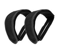 TOMETURE Pédales de Vélo Antidérapantes Noires avec Sangles Réglables en Nylon Robuste, Cale-Pieds Adhésifs pour Vélo à Pignon Fixe, VTT et Route, Lot de 2 Set de Set pour Fixation