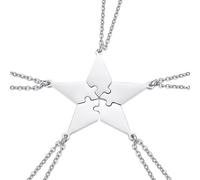 TOMETURE Pendentif 5 Pièces Étoile à Cinq Branches en Acier Titane | Chaîne Incluse, Couleur Argentée, Style Créatif, Symbole D’un Lien Entre Proches