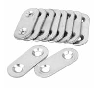 TOMETURE Plaque de Fixation en Acier Inoxydable Argenté 20pcs 37x16x1,5mm 2 Trous pour Réparation et Assemblage d'angle de Meubles et Boîtes Domestiques