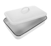 TOMETURE Plat à Four Résistant la Chaleur L'usure 24x16cm Couvercle en Émail Blanc Multifonctionnel Lors de Fêtes ou Goûters pour Cuisson et Conservation Alimentaire