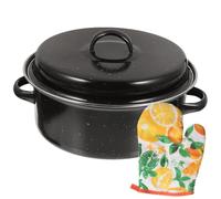 TOMETURE Plat à Rôtir Émaillé 24 CM Couvercle, Double Poignée, Rôtissoire Pratique pour Patates Douces, Fêtes, Cuisson Quotidienne et Barbecue Plusieurs styles