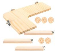 TOMETURE Plateforme en Bois Naturel pour Hamster et Chinchilla Support de Saut Suspendu 10 Pièces Éducatif ’Escalade pour Petits Animaux Accessoires Cage Habitat pour Exercice et