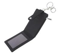 TOMETURE Porte-Cartes D'identité en PU avec Porte-clés en Métal Noir | Accès Rapide au Badge, Format Compact pour Cartes et Clés, Style Chic pour Usage Quotidien