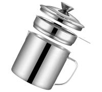 TOMETURE Récipient à Graisse avec Couvercle en Acier Inoxydable 1 L, Pot Filtre Huile Cuisine Élégant pour Usage Domestique Polyvalent et Grosse Capacité