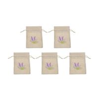 TOMETURE Sachet Vide en Lin Imitation Beige 10x14 Cm pour Rangement et Parfumage, Pochette Respirante et Rechargeable pour Fleurs Séchées, Lot de 5 Pièces
