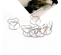 TOMETURE Supports de Fils en Métal Argenté Forme Cœur 20pcs, Porte-mémo Élégant pour Numéro de Table Mariage et Restaurant