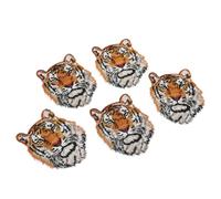 TOMETURE Tiger Head Embroidered Patches 5Pcs Polyester DIY Decoration for Shirts and Shoes, Decorative Stickers for Clothing and Repairing Clothes Hole