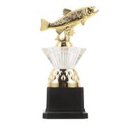TOMETURE Trophée de Tournoi de pêche : Prix d'or en Plastique pour Le pêcheur - Récompense pour Un Concours de pêche en Groupe - Prix d'or pour Le Championnat des pêcheurs, 18,5 x 9,9