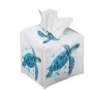 Tomeusey Boîte à mouchoirs carrée en cuir de tortue de mer, décorative et pliable, distributeur de papier pour le visage pour décoration de salle de bain de ferme
